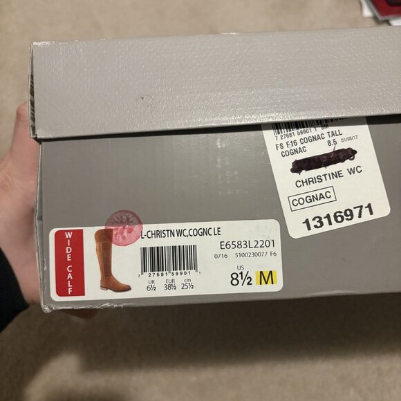 Franco Sarto Christine Wide Calf Tall Boots in Cognac Suede - BRAND NEW - Picture 7 of 7